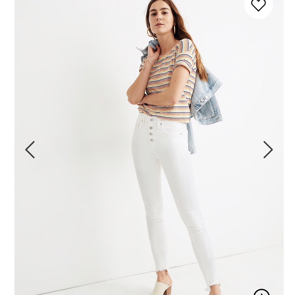 NWT Madewell white 10in high rise raw step hem 26